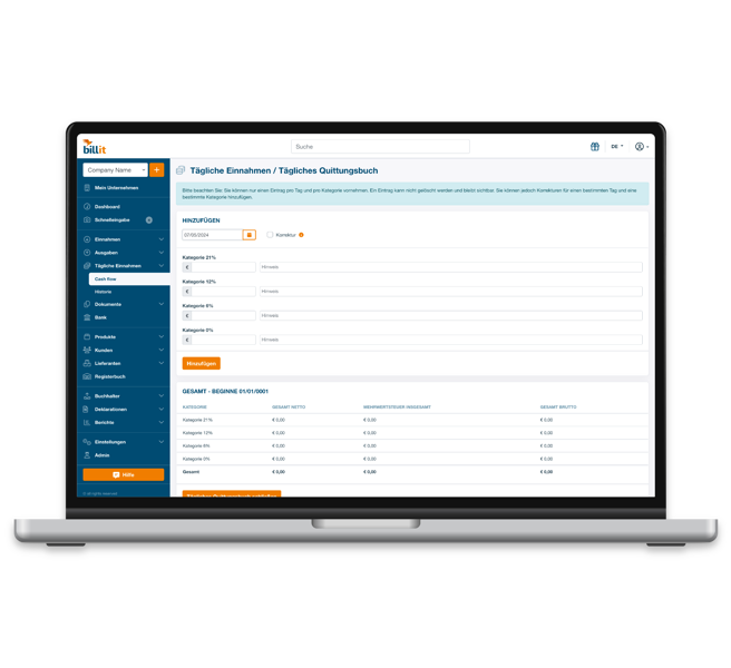 Bildschirmfoto - Tägliche Einnahmen Bildschirmfoto - Tägliche Einnahmen