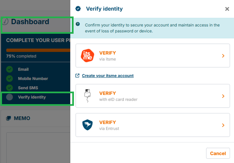 Screenshot Verify Identity And 3 Choices